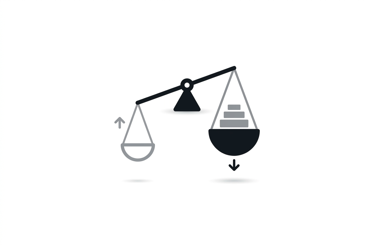 unbalanced scale showing producer effort against consumer effort