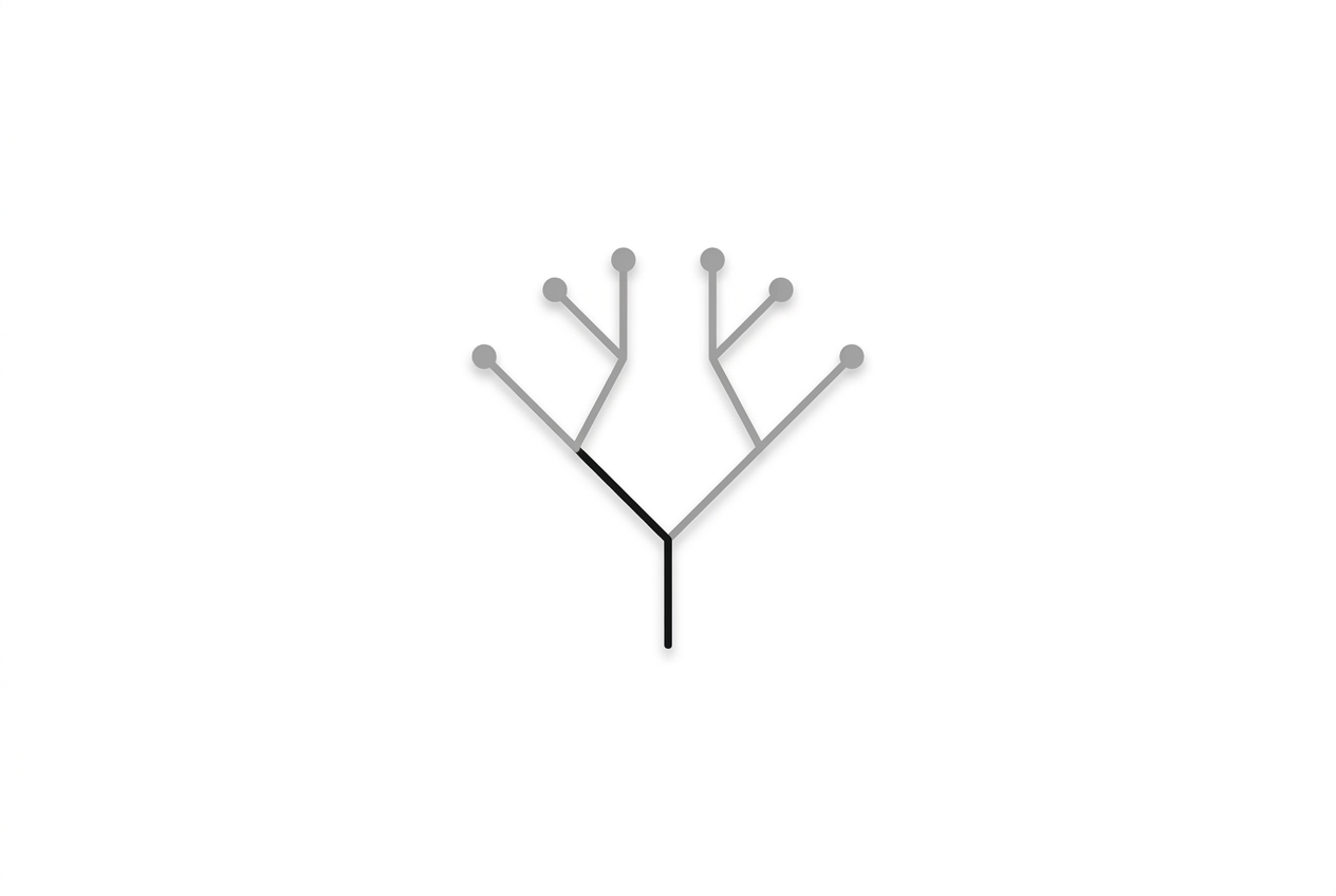 diagram of branching probabilistic outputs from a single input