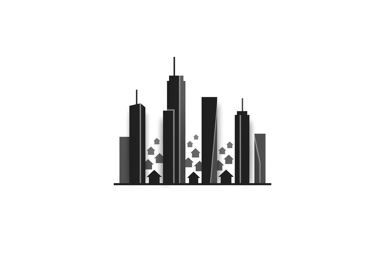 Skyscrapers hiding numerous small houses, illustrating bright stars masking low-mass stars