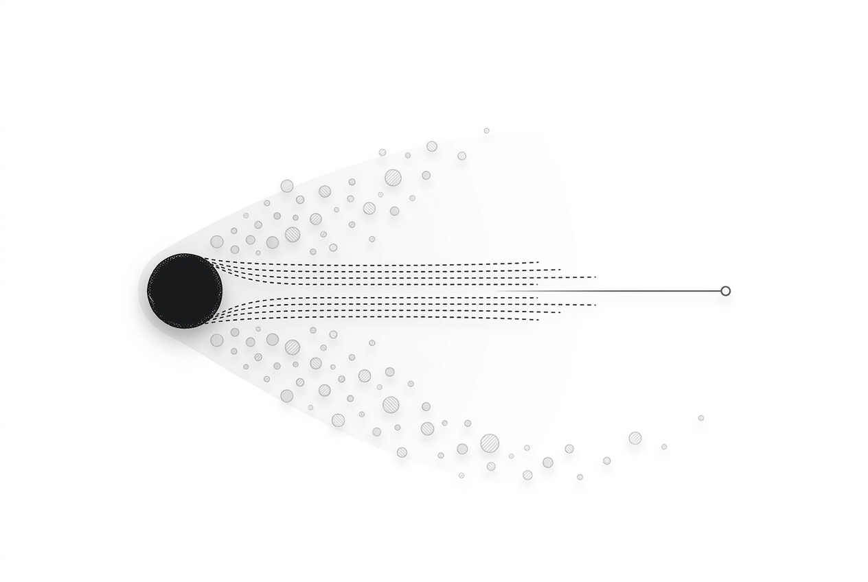 Diagram showing methanol released from distributed grains versus HCN from the nucleus
