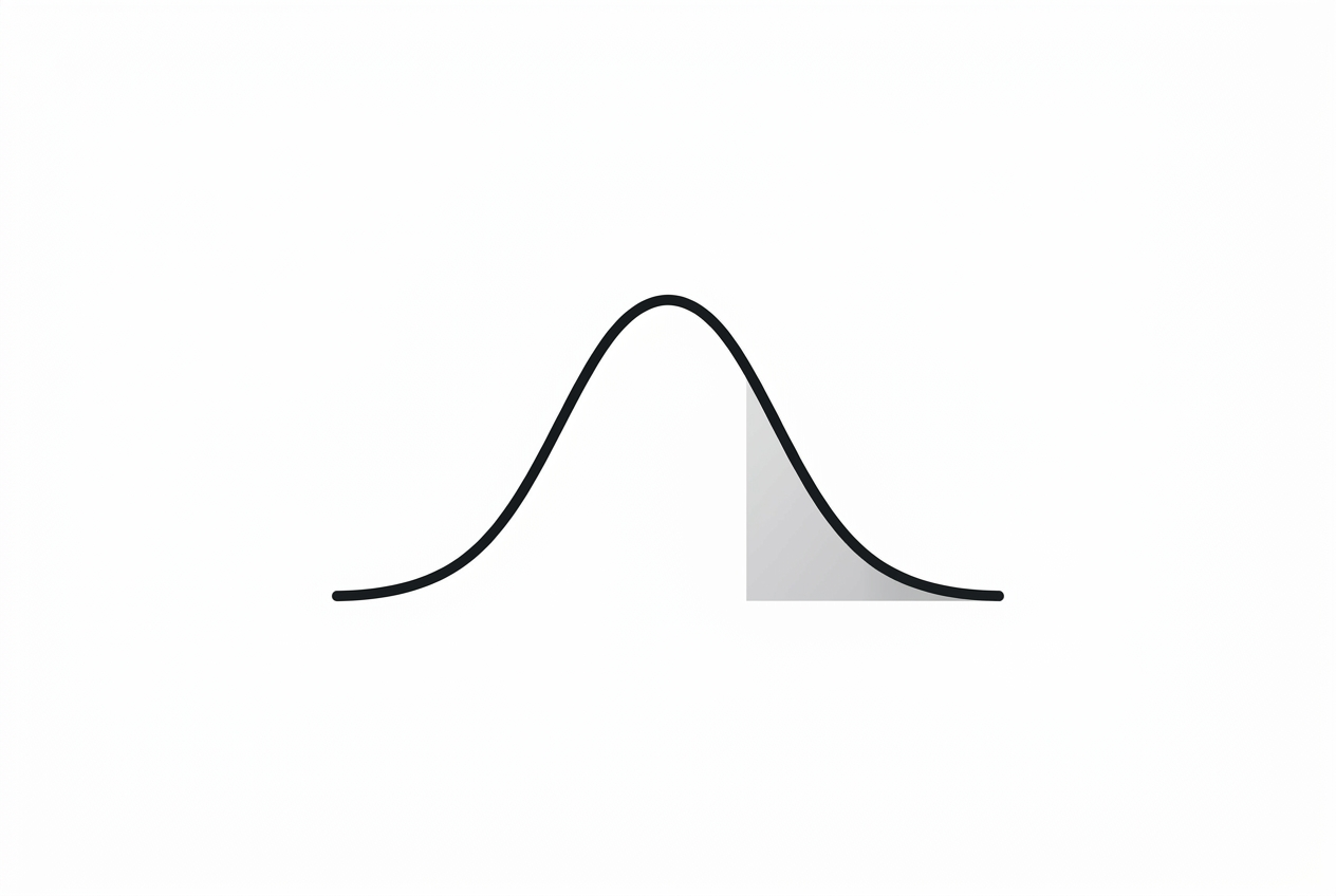 Bell curve with shaded tail showing the minority obscured by the mean