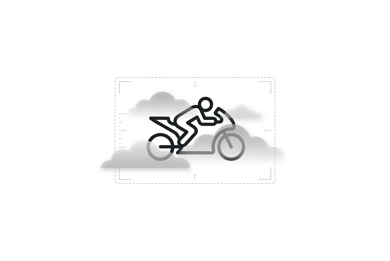 sensor view of an obscured fallen motorcyclist in fog