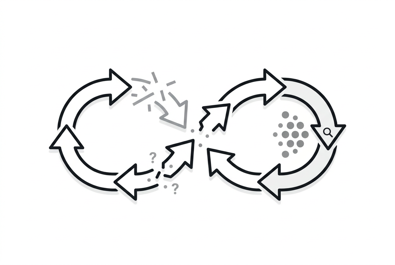circular diagram of a self-reinforcing collapse sequence