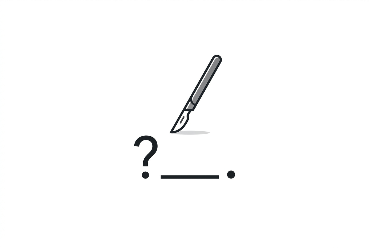 A scalpel cutting into the empty interval between question and answer