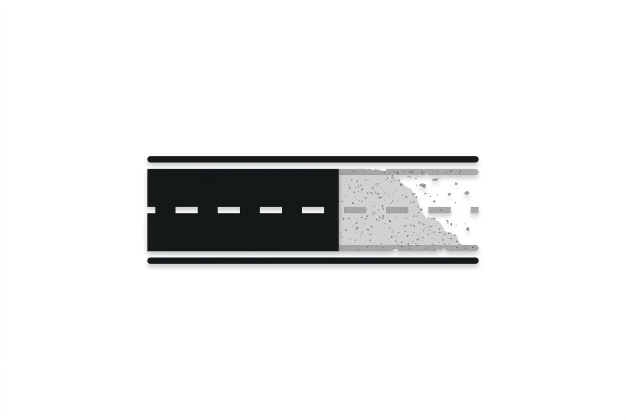 Diagram of a paved federal lane beside an unfinished lane