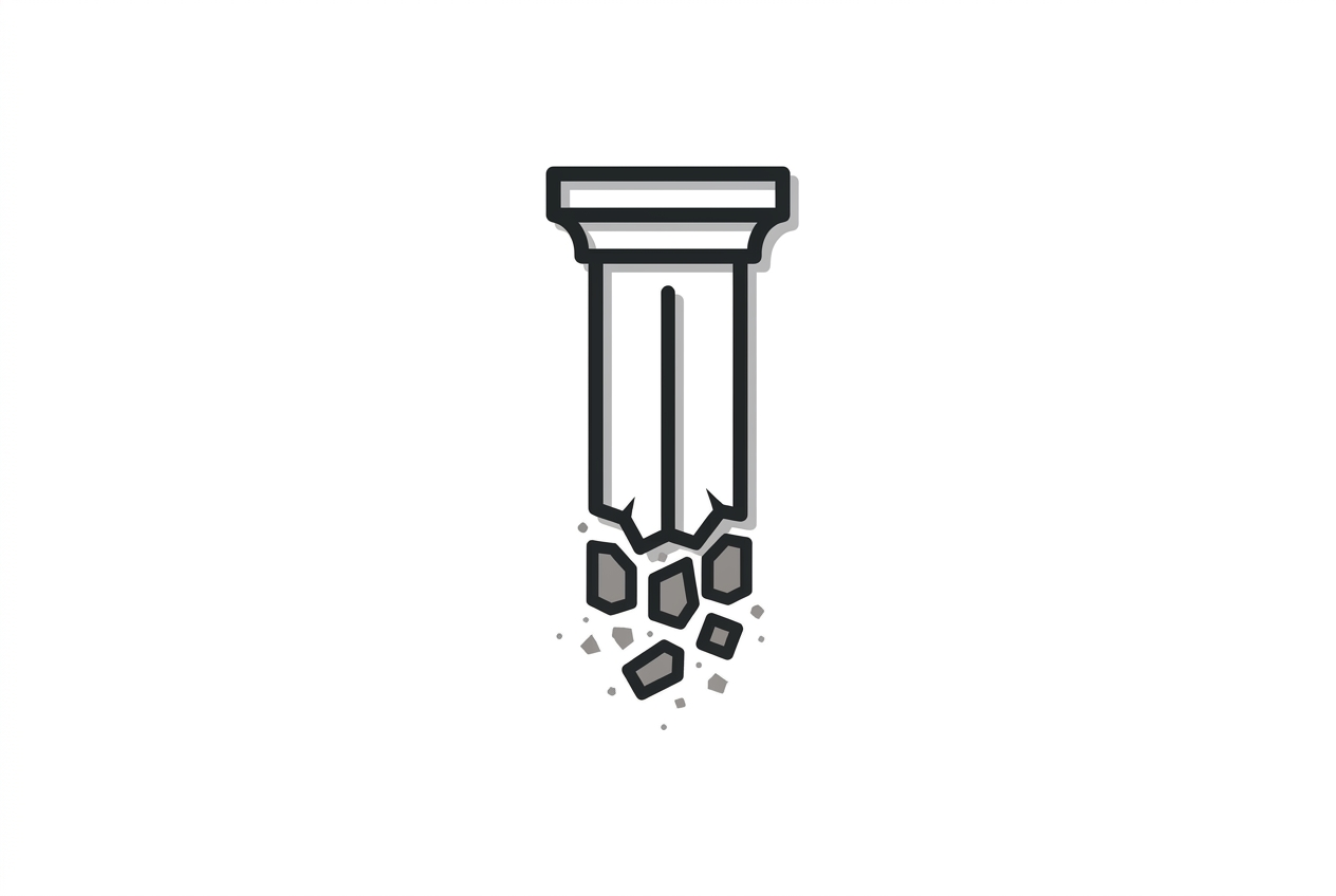 A column whose foundation has quietly fallen away