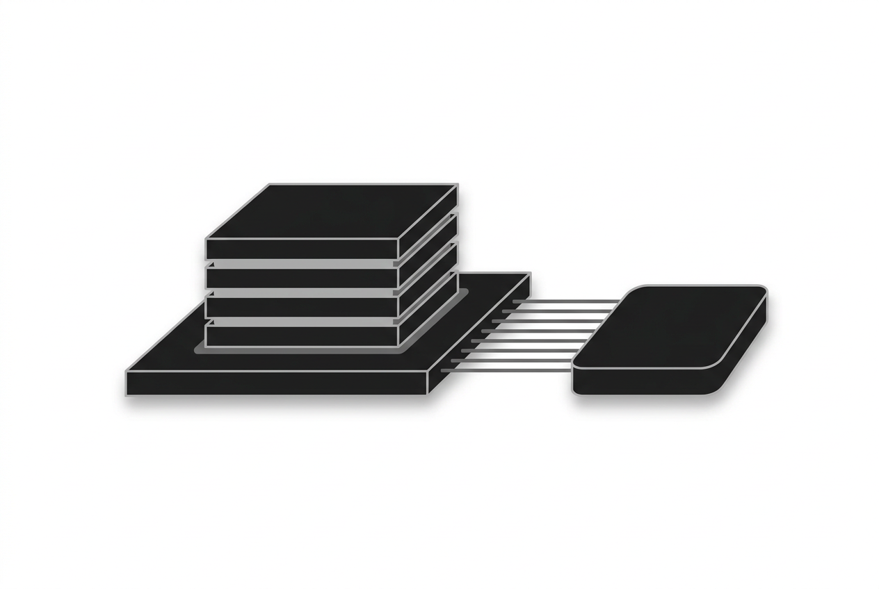 Diagram of an HBM base die shuttling data between memory stacks and compute