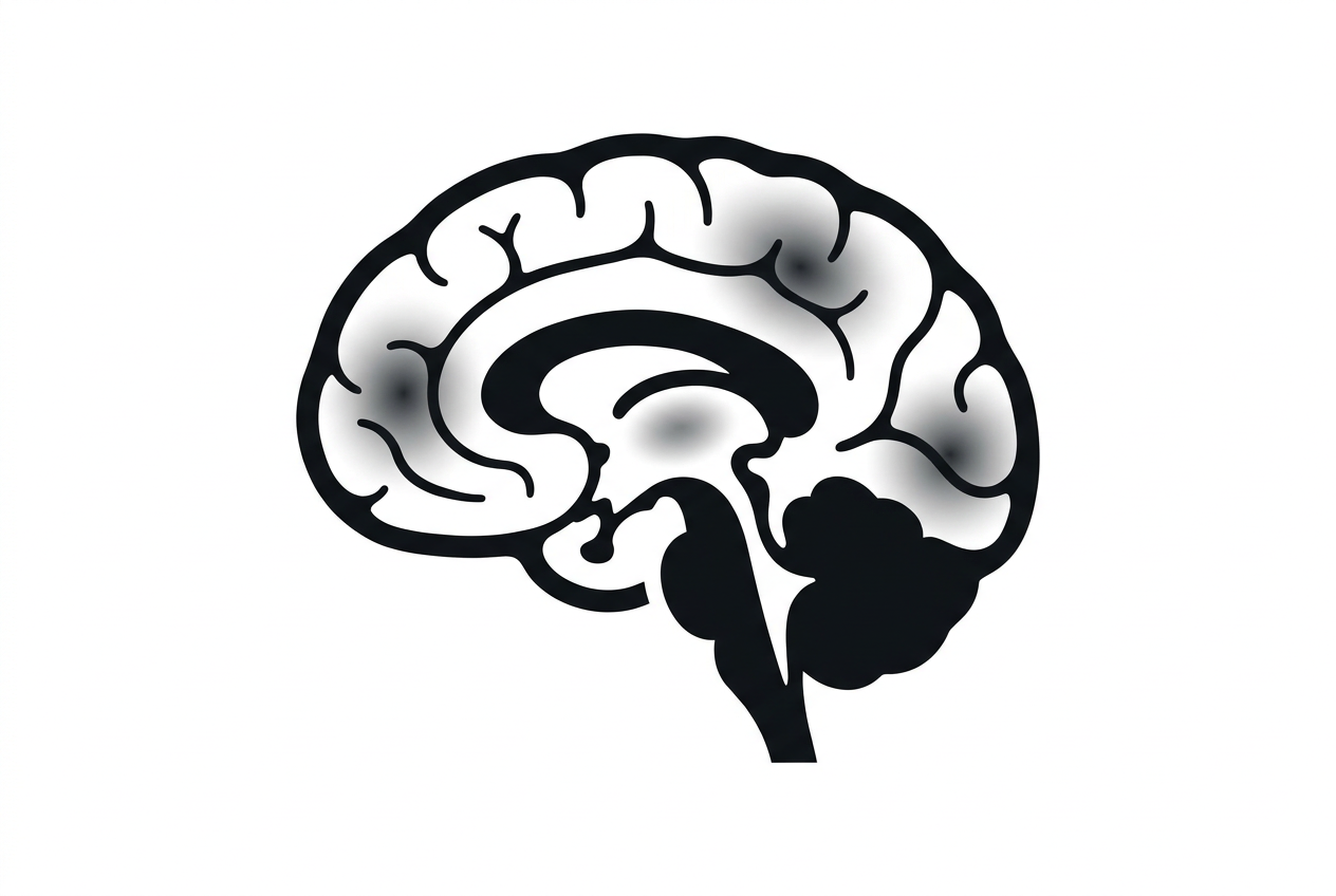 Brain scan highlighting regions of mitochondrial energy capacity
