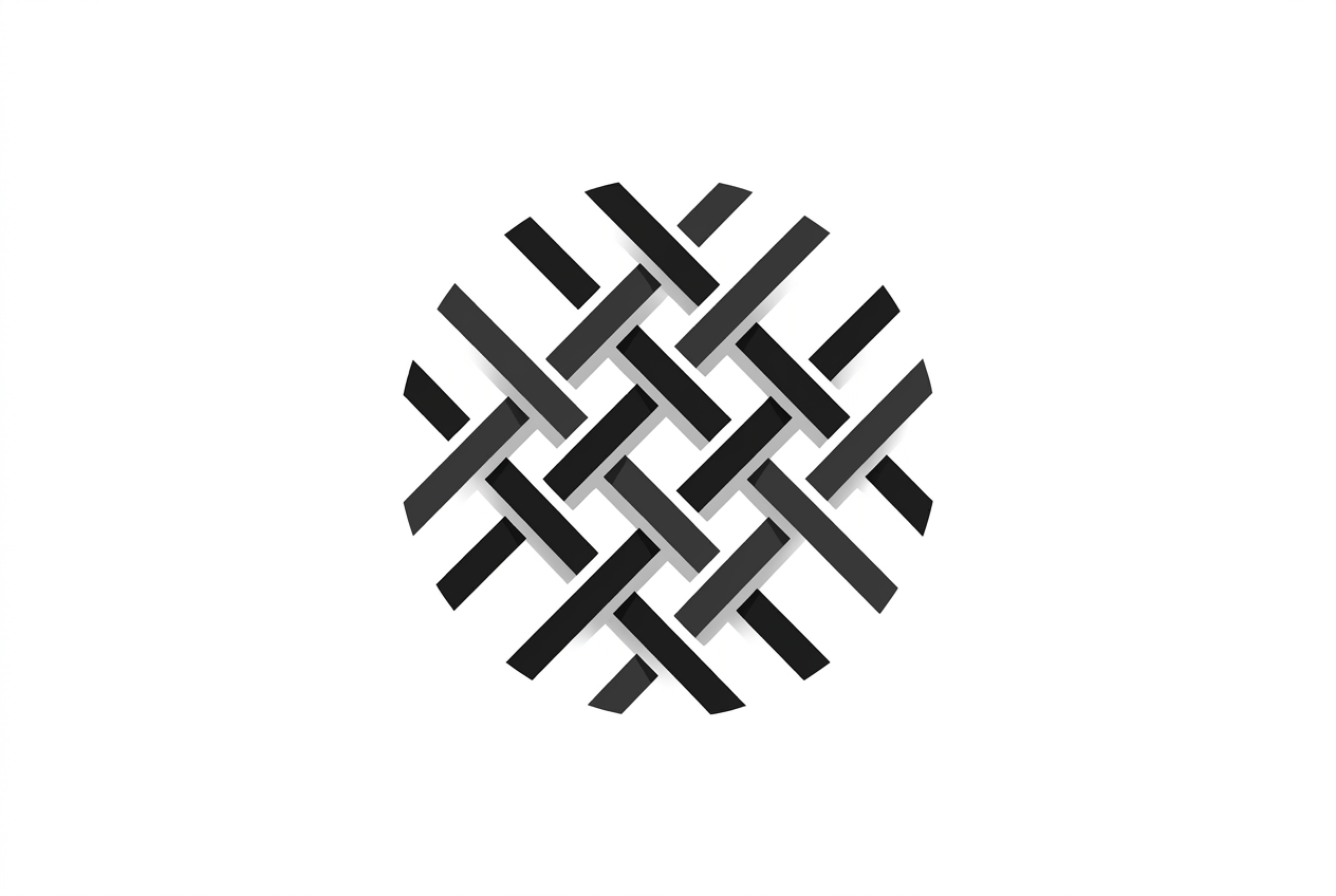 Hands weaving bamboo along algorithmic guide lines
