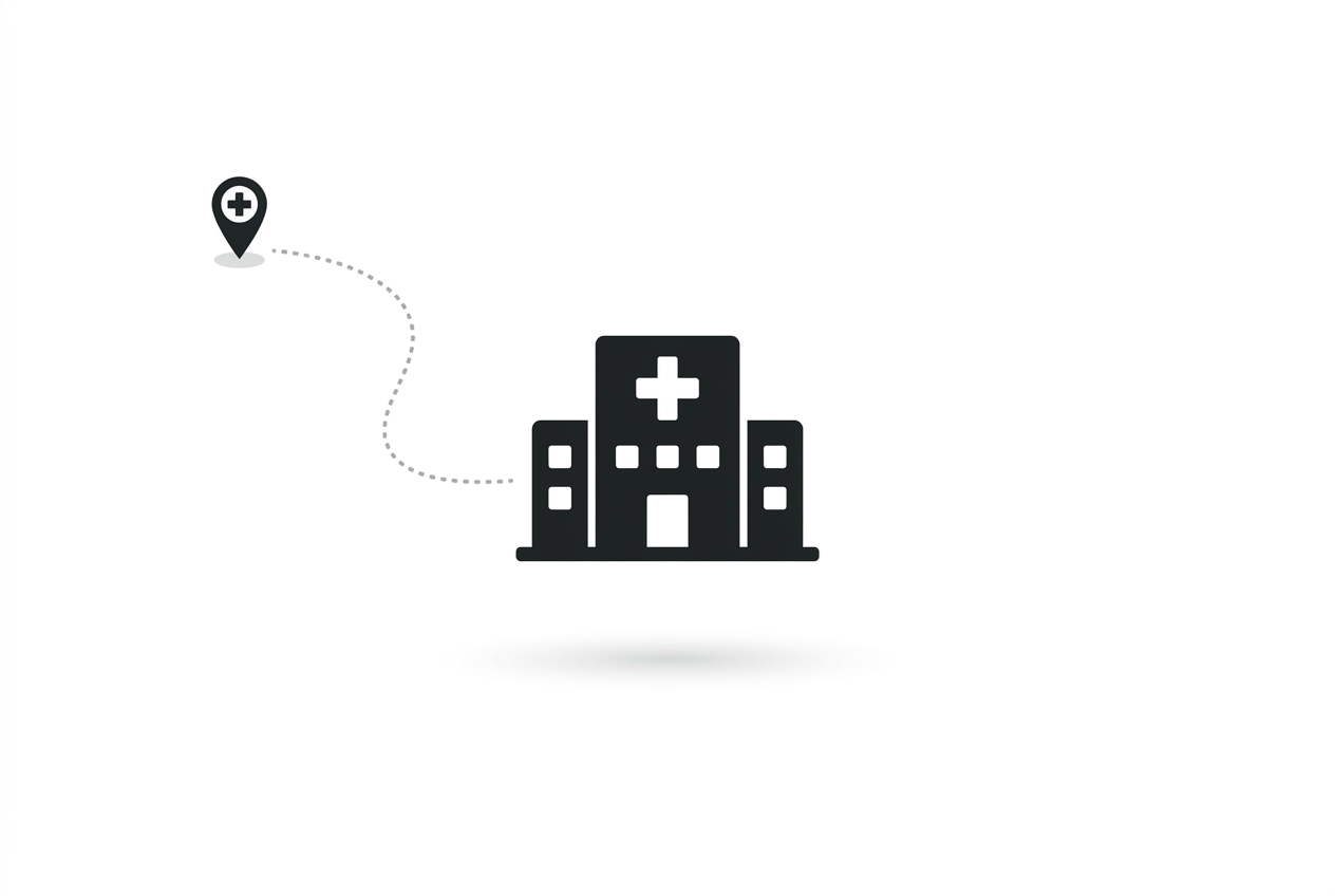 Diagram showing distance between a rural patient and urban care