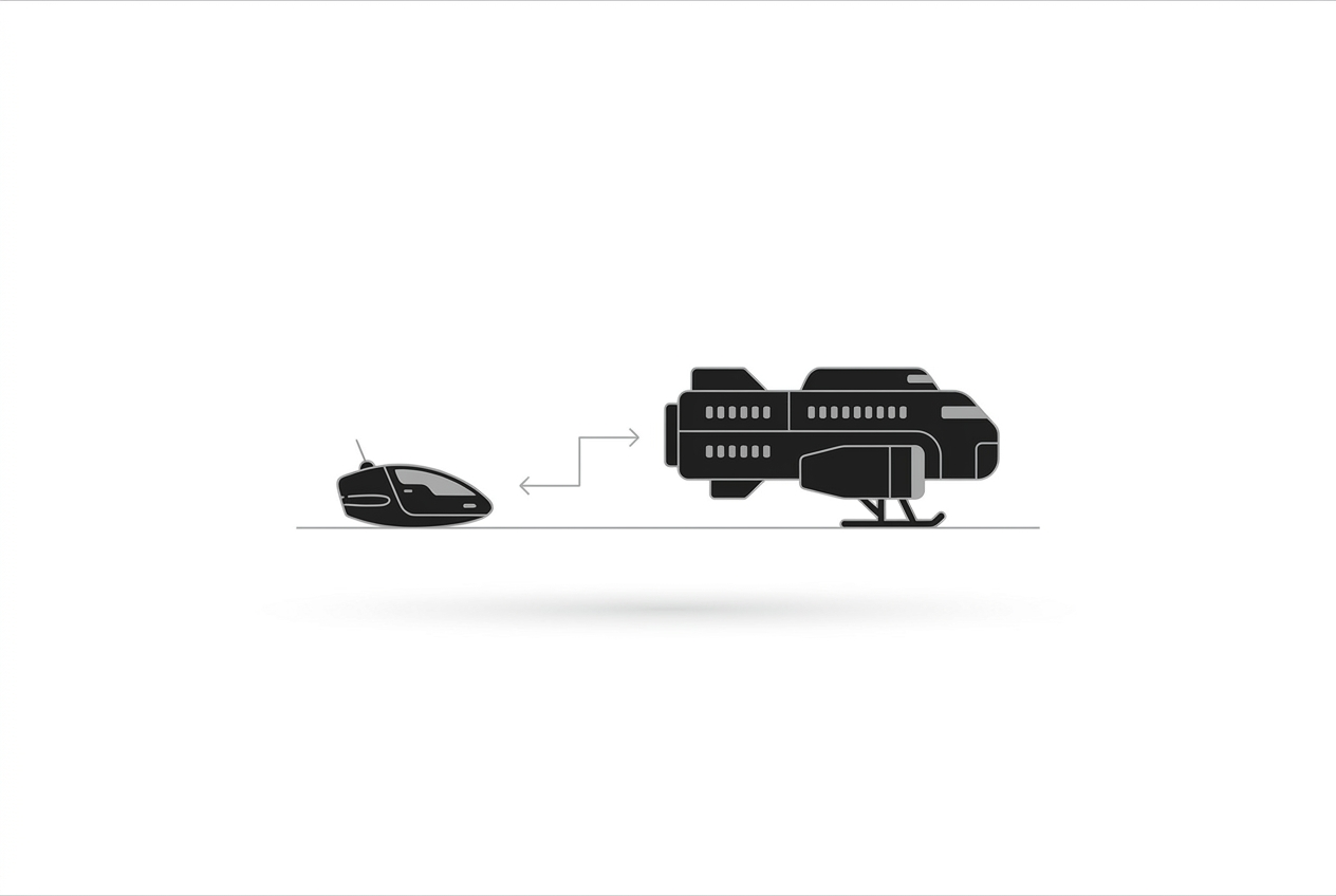 Diagram of taxi versus bus lunar delivery models