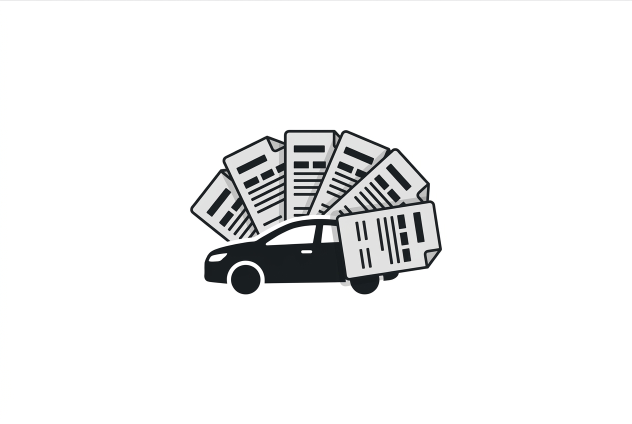 Diagram of one vehicle pledged as collateral to several lenders