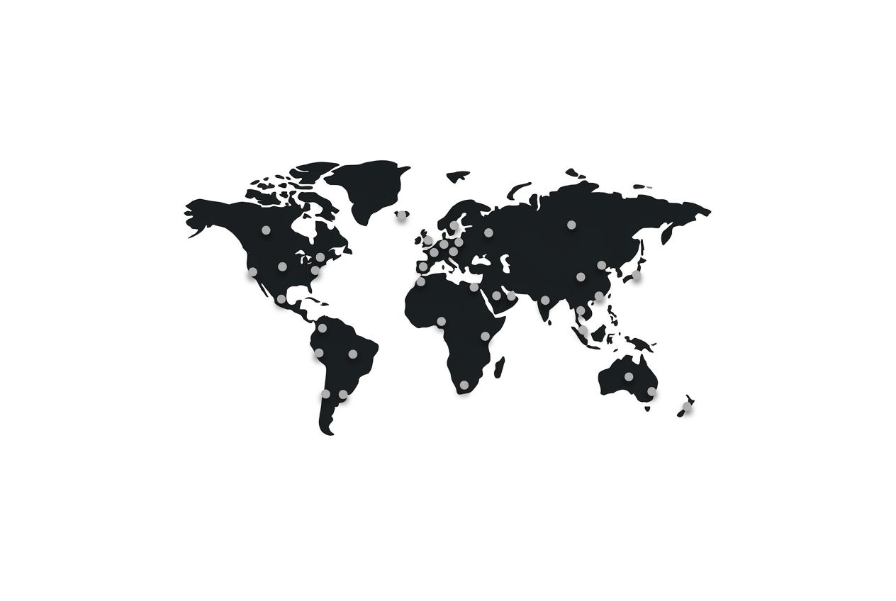 world map showing distributed data collection points