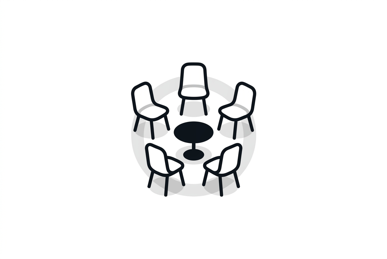 Empty chairs arranged for in-person collaboration