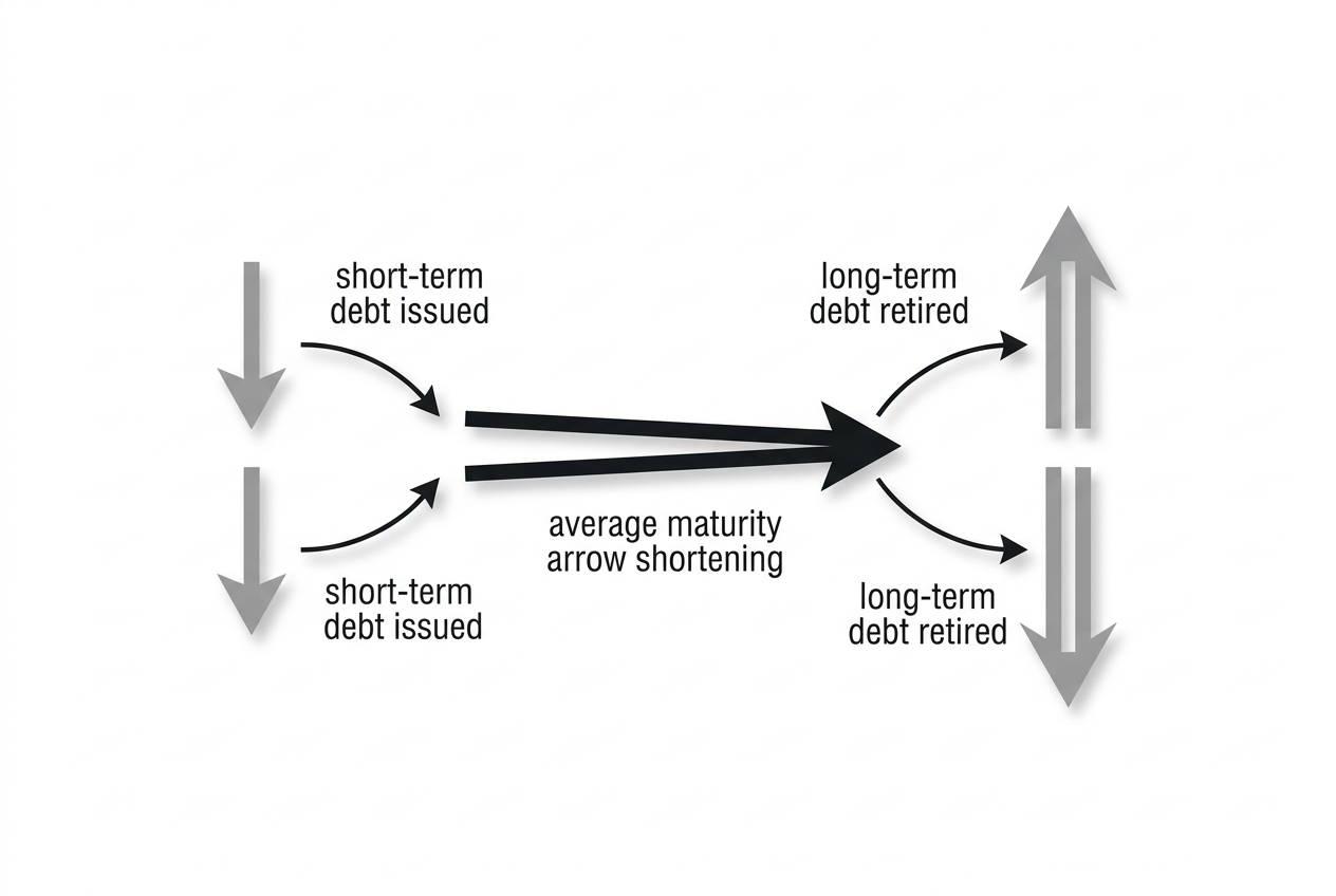 Diagram of Treasury swapping long-term debt for short-term debt