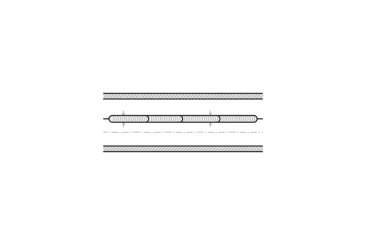 Diagram of a linear weld seam along a ship hull