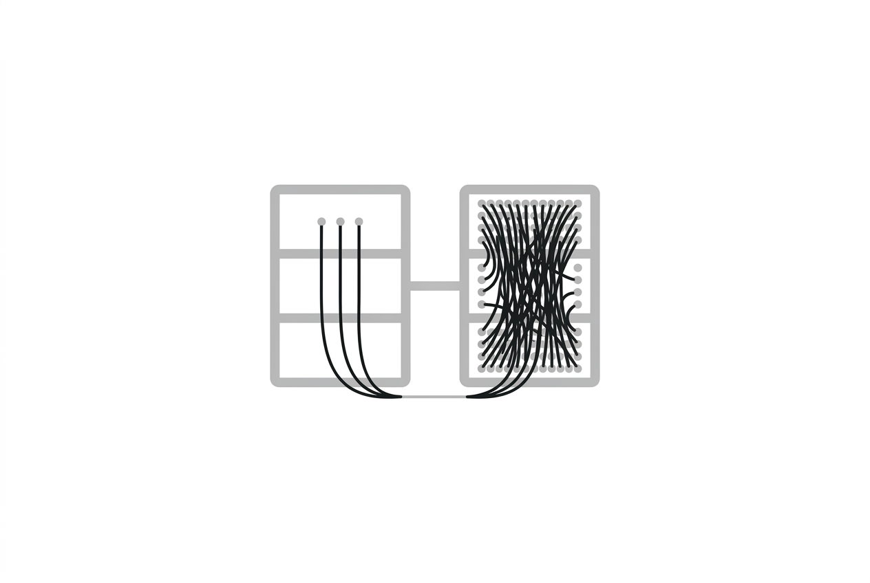 Comparison of fiber counts in a legacy rack versus a next-generation AI rack