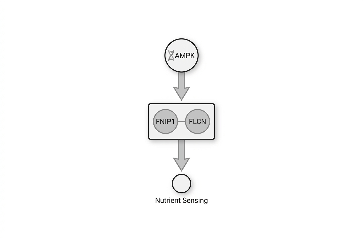 Diagram of FNIP1 and folliculin acting downstream of the AMPK energy sensor