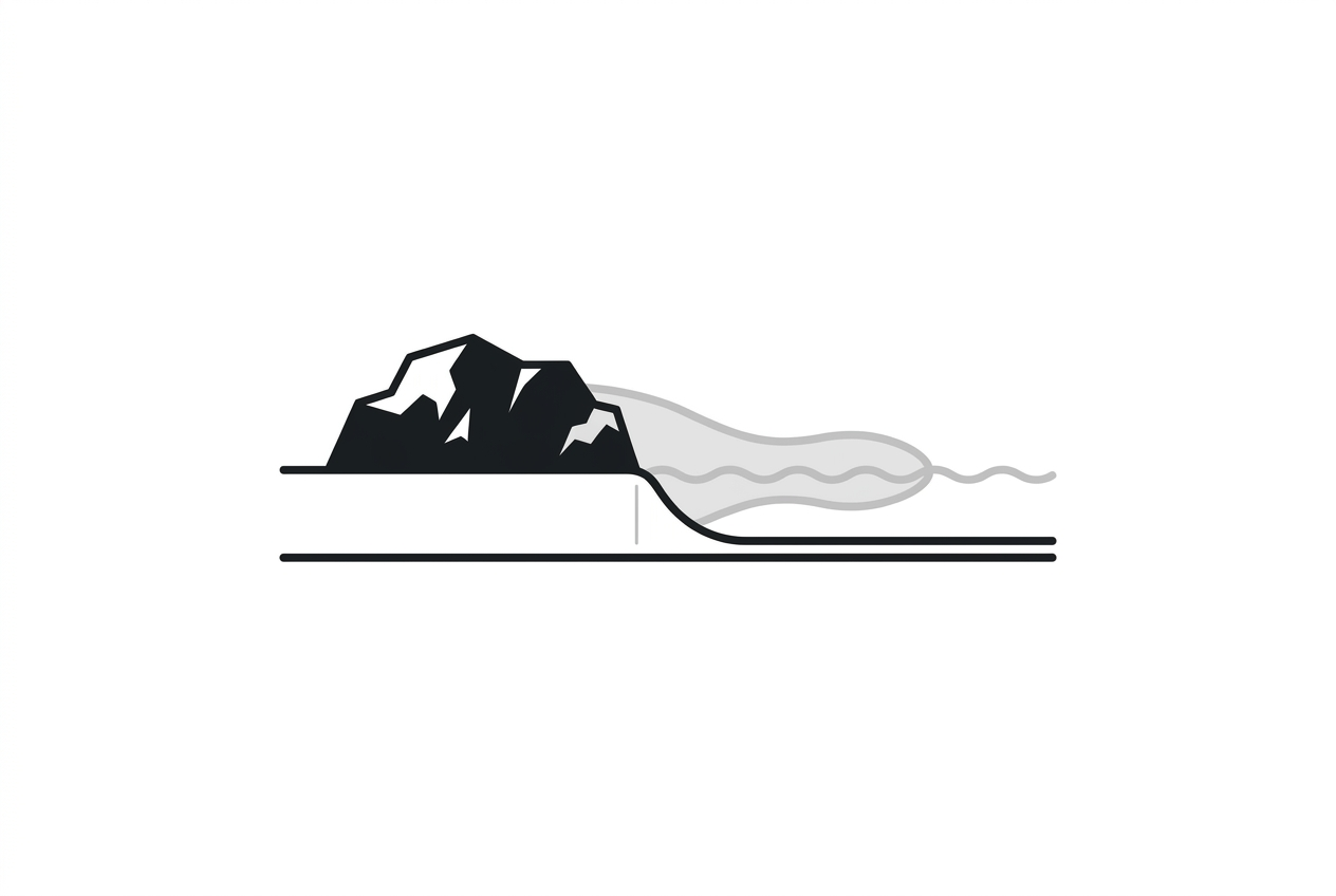 Diagram showing the grounding line between grounded and floating glacier ice