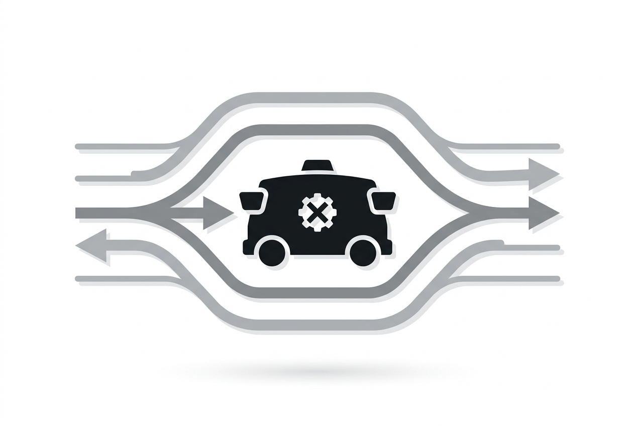Robotaxi immobilized in an active traffic lane