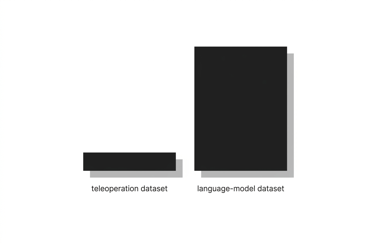 chart showing teleoperation data dwarfed by language-model training data